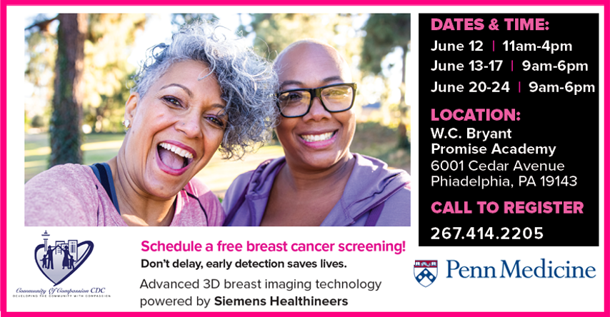 A flyer for a June breast cancer screening event
